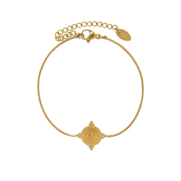 Dainty 8 Point Star Bracelet, Dainty Bracelet, Simple Bracelet Gold Plated - Picture 2 of 4